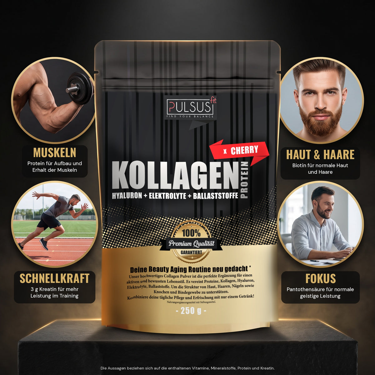 Kollagen Drink Men Edition: Muskeln, Haut und Haare, Schnellkraft, Fokus