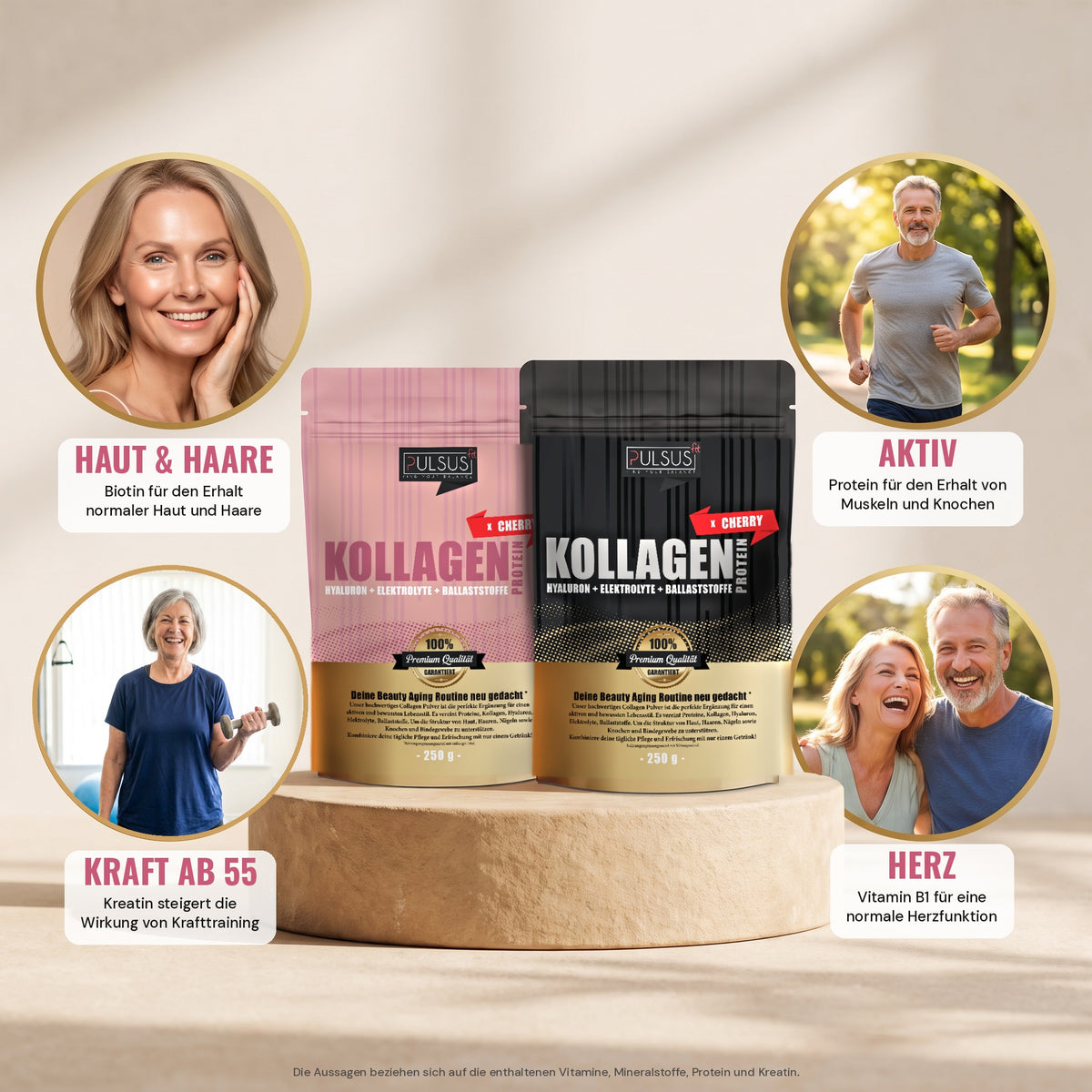 Kollagen Drink: Haut und Haare, Aktiv, Kraft ab 55, Herz