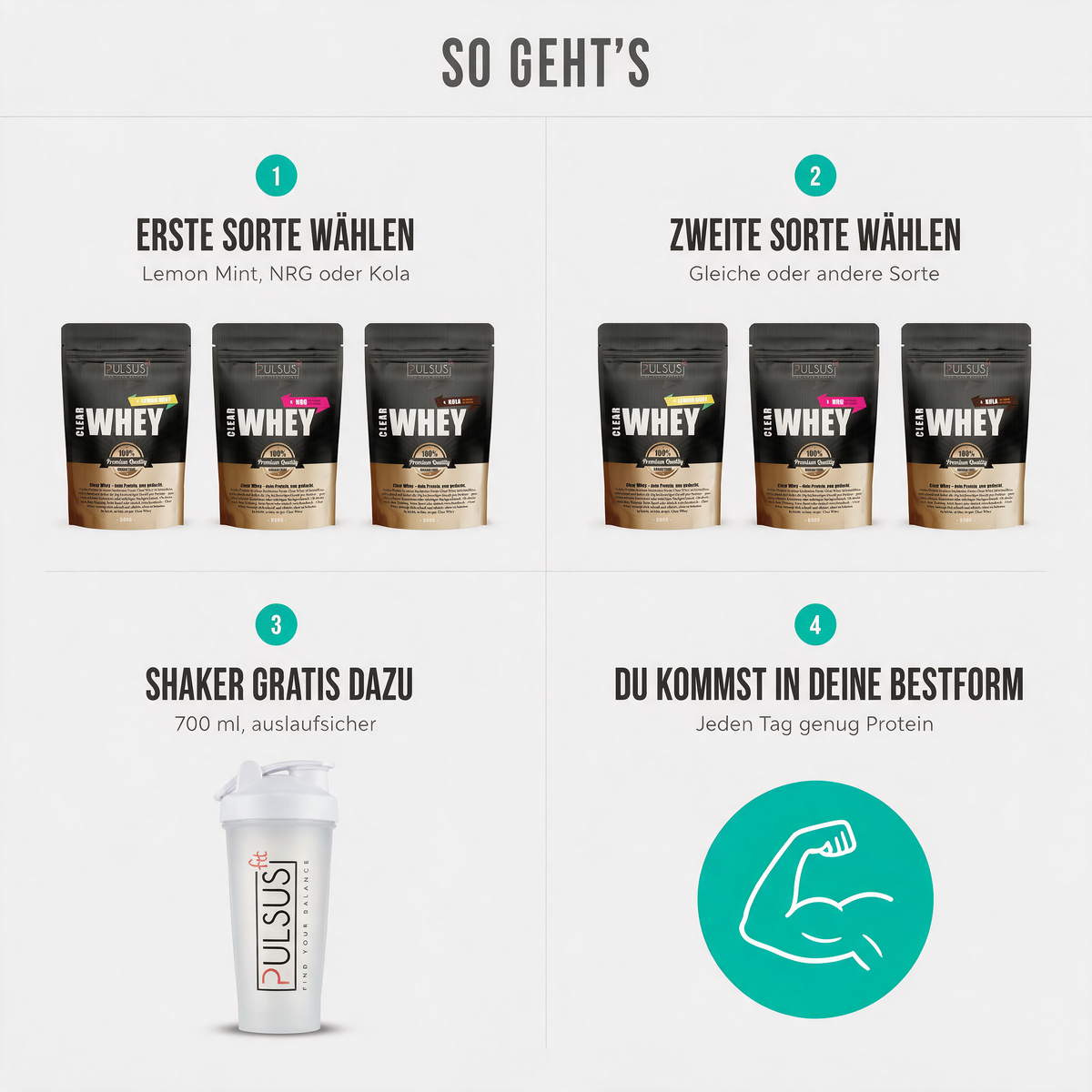 So geht's: erste Sorte wählen, zweite Sorte wählen, Shaker gratis dazu